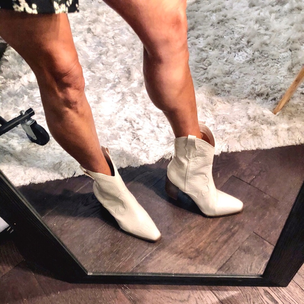 Croc Embossed Chunky Heel Boot